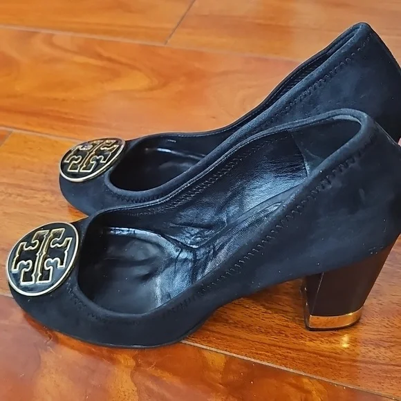 Tory Burch “Maddie” Suede Pumps — Elegant Block Heel Classic Sz 7.5 - Picture 4 of 13
